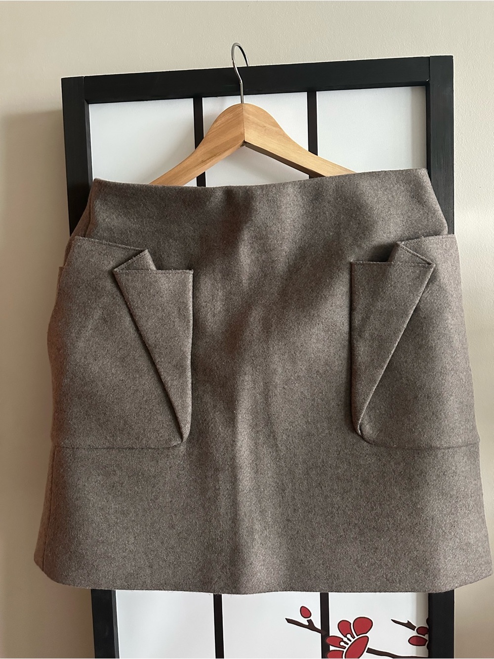 COS Mini Skirt in Taupe with Front Pocket Detail